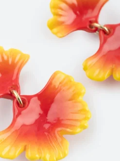Boucles d’oreilles pendantes feuilles de ginkgo orange><noscript><img width=