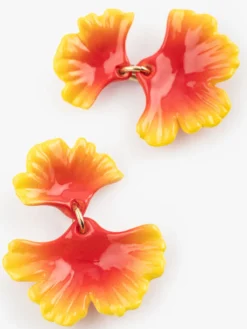 Boucles d’oreilles pendantes feuilles de ginkgo orange><noscript><img width=