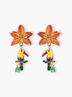 Boucles d’oreilles pendantes lys et toucan>NACH BIJOUX Hot