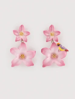 Boucles d’oreilles pendantes double lys roses>NACH BIJOUX Hot