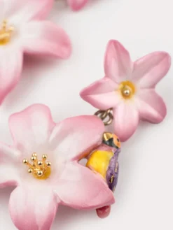 Boucles d’oreilles pendantes double lys roses><noscript><img width=