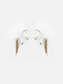 Boucles d’oreilles pendantes cheval blanc et chaînes>NACH BIJOUX Sale