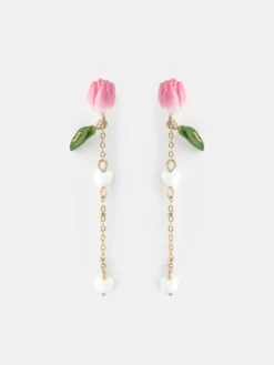 Boucles d’oreilles pendantes chaîne et Tulipe>NACH BIJOUX Best