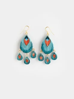 Boucles d'oreilles plume de paon et pampilles>NACH BIJOUX Discount