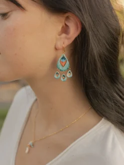 Boucles d'oreilles plume de paon et pampilles>NACH BIJOUX Discount