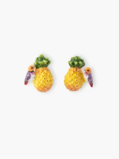 Boucles d'oreilles puces - Ananas et oiseau diamant de Gould>NACH BIJOUX Clearance