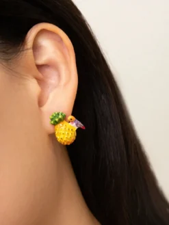 Boucles d'oreilles puces - Ananas et oiseau diamant de Gould>NACH BIJOUX Clearance