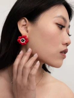 Boucles d'oreilles puces - Anémone rouge>NACH BIJOUX Best