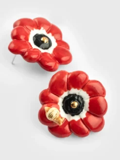 Boucles d'oreilles puces - Anémone rouge><noscript><img width=