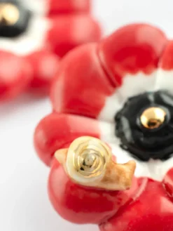 Boucles d'oreilles puces - Anémone rouge><noscript><img width=