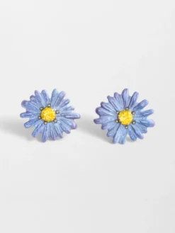 Boucles d'oreilles puces - Anémone bleue>NACH BIJOUX