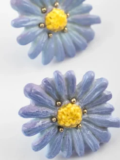 Boucles d'oreilles puces - Anémone bleue><noscript><img width=