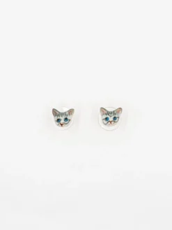 Boucles d'oreilles puces - Chat tabby>NACH BIJOUX Outlet