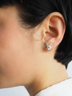 Boucles d'oreilles puces - Chat tabby>NACH BIJOUX Outlet