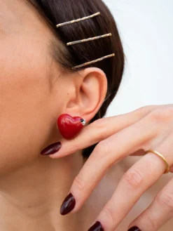 Boucles d'oreilles puces - Cœur et coccinelle Chérie Cherry>NACH BIJOUX Outlet