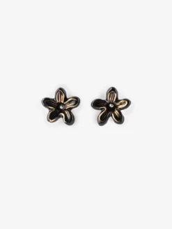 Boucles d'oreilles puces - Fleur d'Erine noire>NACH BIJOUX Online