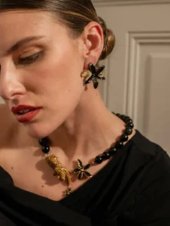 Boucles d'oreilles puces - Léopard et fleur d'Erine><noscript><img width=