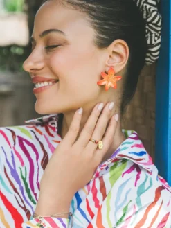 Boucles d'oreilles puces - lys Tigrée>NACH BIJOUX Discount