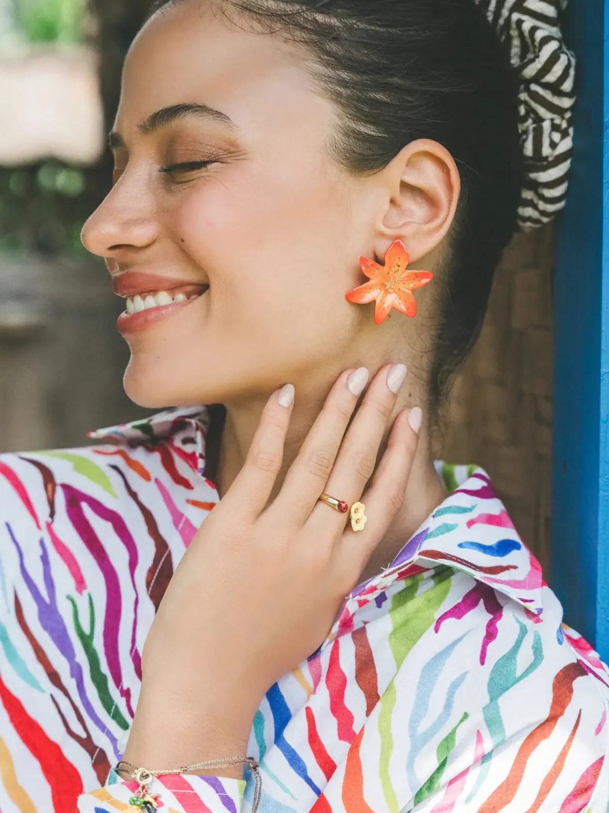 Boucles d'oreilles puces - lys Tigrée>NACH BIJOUX Discount