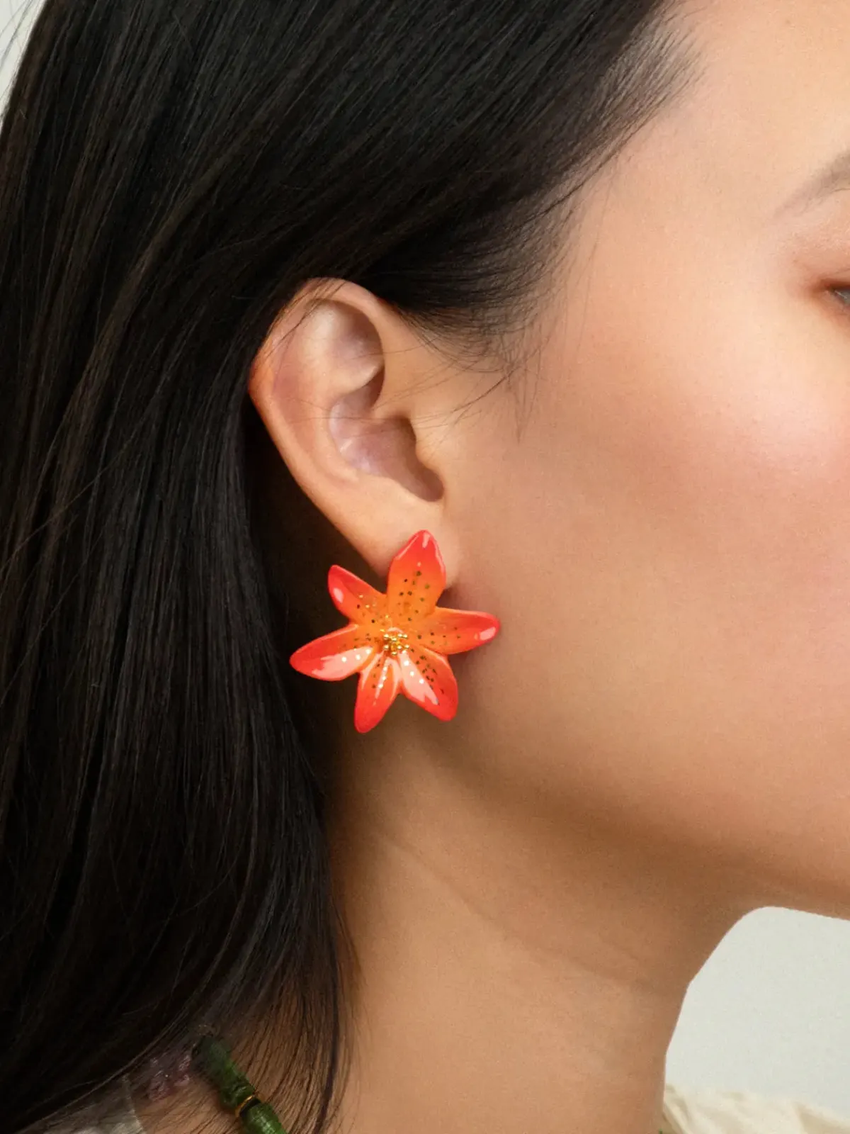 Boucles d'oreilles puces - lys Tigrée>NACH BIJOUX Discount