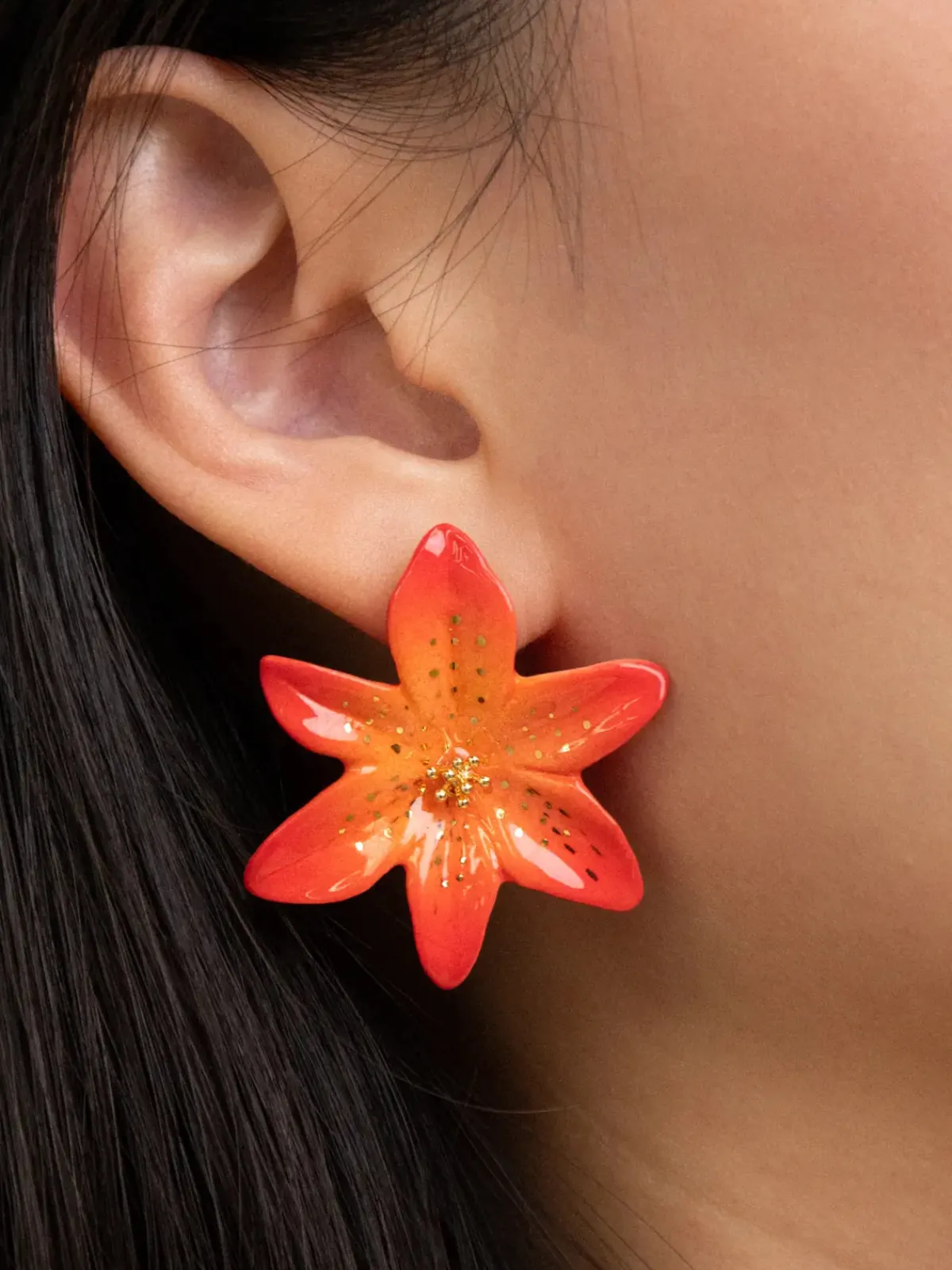 Boucles d'oreilles puces - lys Tigrée>NACH BIJOUX Discount