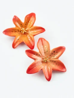 Boucles d'oreilles puces - lys Tigrée><noscript><img width=