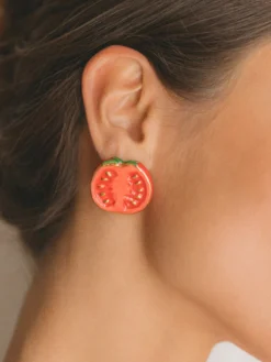 Boucles d'oreilles puces - Maxi tomate><noscript><img width=