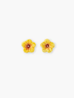 Boucles d'oreilles puces - Mini hibiscus jaunes>NACH BIJOUX Discount