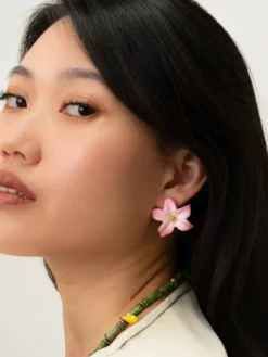 Boucles d'oreilles puces moyennes - Lys rose>NACH BIJOUX Discount
