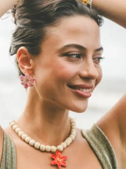 Boucles d'oreilles puces moyennes - Lys rose><noscript><img width=