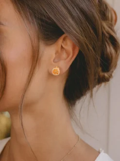 Boucles d'oreilles puces - orange>NACH BIJOUX