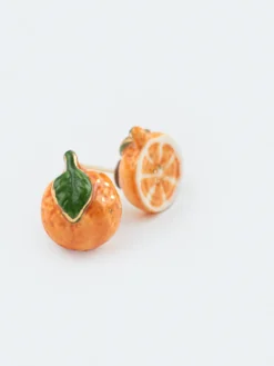 Boucles d'oreilles puces - orange><noscript><img width=