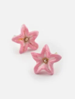Boucles d'oreilles puces petites - Lys rose><noscript><img width=