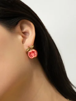Boucles d'oreilles puces - tomate><noscript><img width=