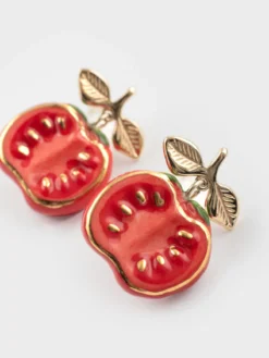 Boucles d'oreilles puces - tomate><noscript><img width=
