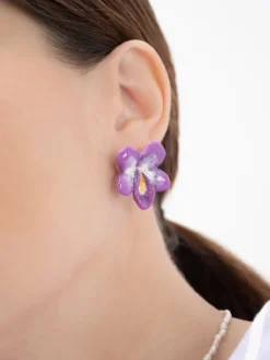 Boucles d'oreilles puces - Violette>NACH BIJOUX