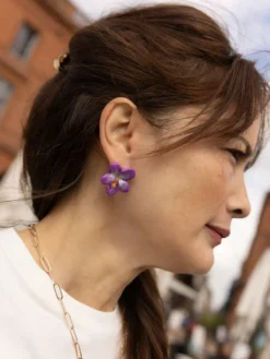 Boucles d'oreilles puces - Violette><noscript><img width=