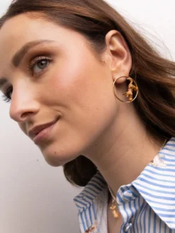 Boucles d'oreilles rondes chat Bengal><noscript><img width=