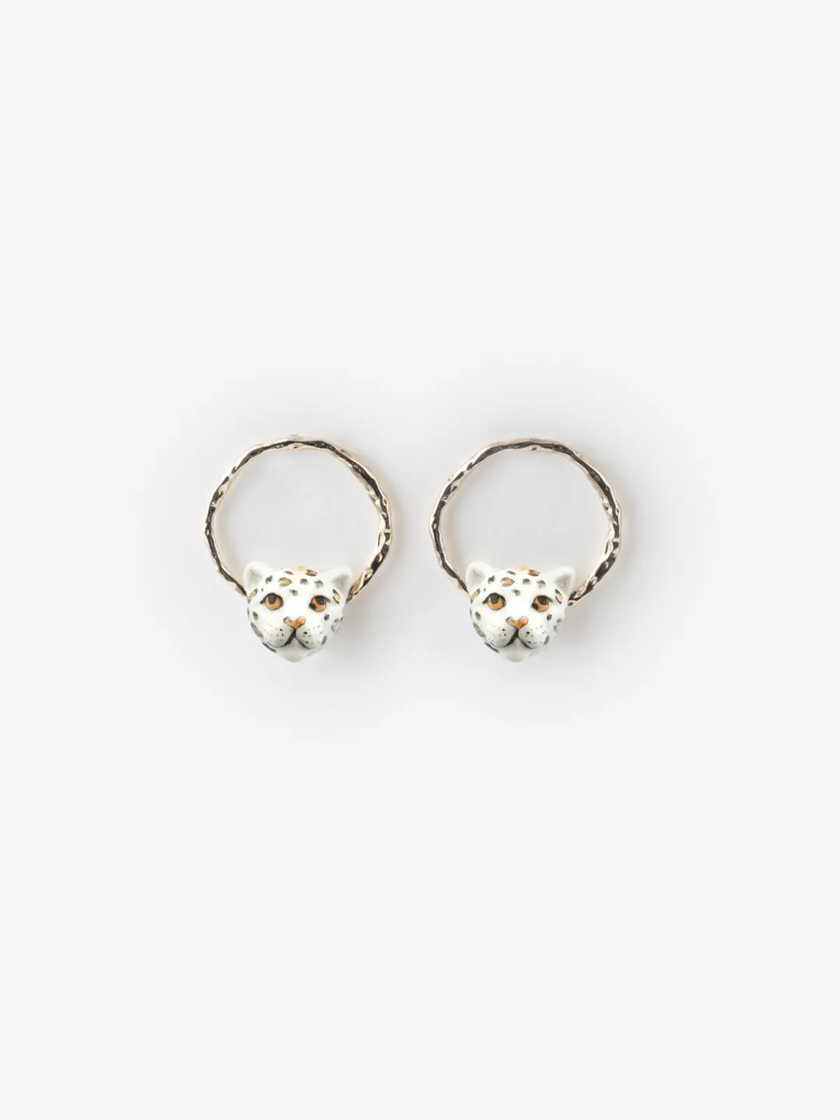 Boucles d'oreilles rondes léopard blanc>NACH BIJOUX Discount