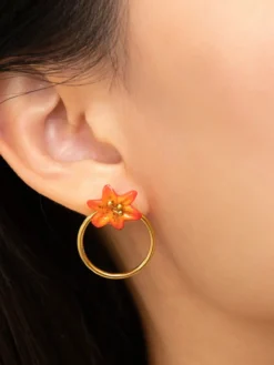 Boucles d’oreilles rondes lys tigrée>NACH BIJOUX Outlet