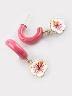 Boucles d'oreilles roses hibiscus>NACH BIJOUX Best