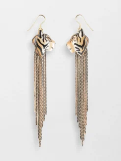Boucles d'oreilles tigre à franges>NACH BIJOUX Best