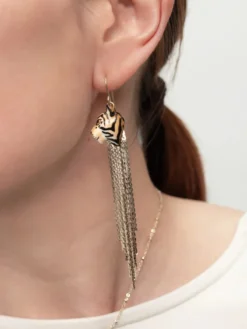 Boucles d'oreilles tigre à franges><noscript><img width=