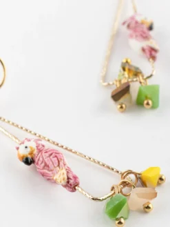 Boucles d'oreilles triangles cacatoès et perles><noscript><img width=