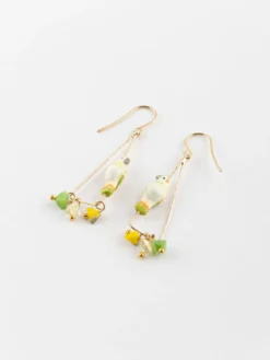 Boucles d'oreilles triangles perruche et perles>NACH BIJOUX Sale