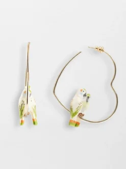 Créoles cœur couple de perruches>NACH BIJOUX Online