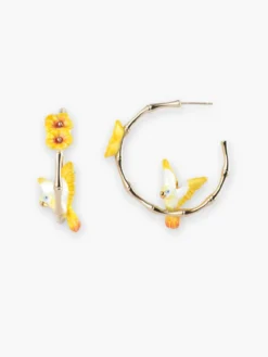 Créoles en bambou perroquet et fleurs>NACH BIJOUX Discount