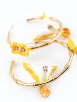 Créoles en bambou perroquet et fleurs><noscript><img width=