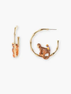 Créoles en bambou singe et oiseau>NACH BIJOUX Clearance
