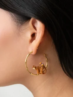 Créoles en bambou singe et oiseau>NACH BIJOUX Clearance